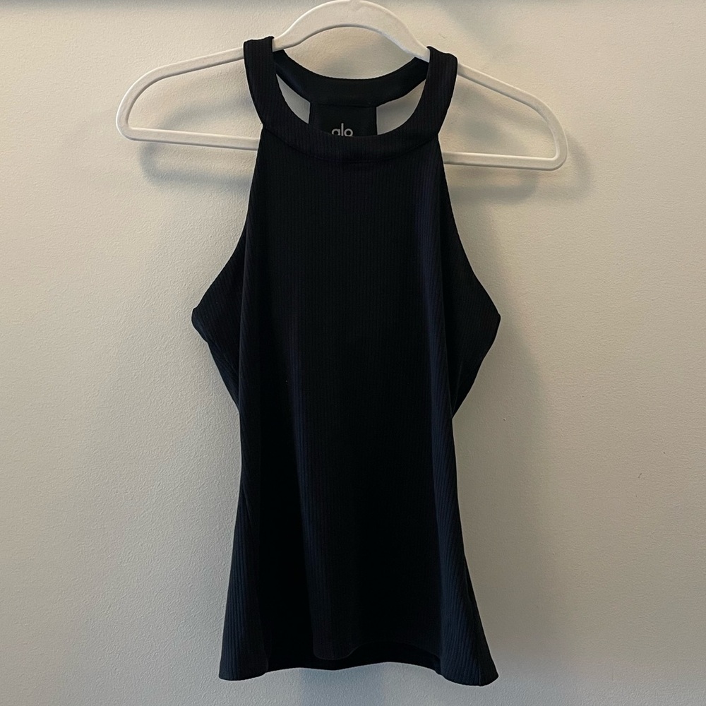 Alo Yoga Ribbed Insight Tank - Black - Size S - Picture 2 of 6